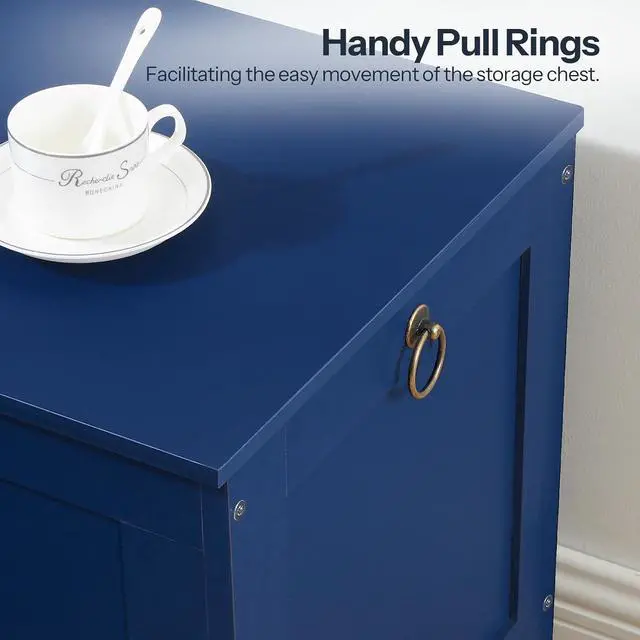 Alt view image 7 of 7 - Toy Box, Retro Wooden Look Storage Chest with Safety Hinge, Entryway Storage Bench Supports 220 lb, 29.9 x 15.7 x 18.9 Inches Toy Chest Organizer, Easy Assembly (Blue) BU75CW01G1