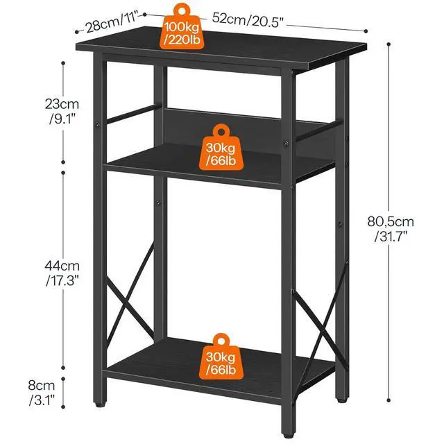 Alt view image 3 of 7 - 10 Gallon Aquarium Stand, 3-Tier Fish Tank Stand with Storage, Reptile Turtle Tank Stand with Metal Frame, 20.5" L x 11" W , Black BB52FT01