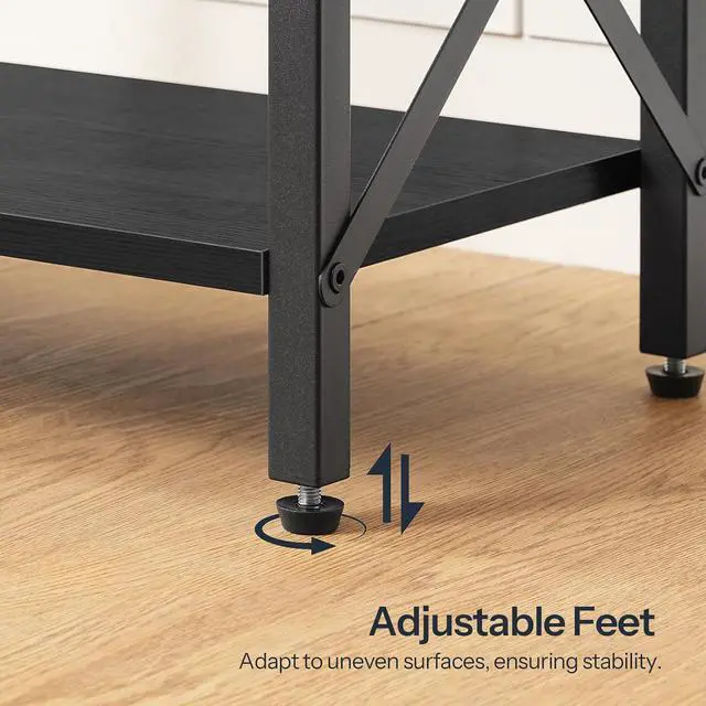 Alt view image 6 of 7 - 10 Gallon Aquarium Stand, 3-Tier Fish Tank Stand with Storage, Reptile Turtle Tank Stand with Metal Frame, 20.5" L x 11" W , Black BB52FT01