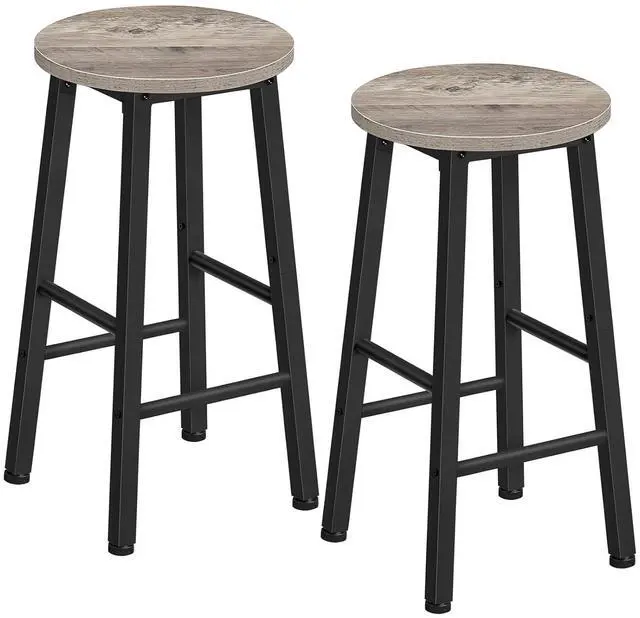 Main image of Bar Stools Set of 2, Counter Height Bar Stools, 25.8" Bar Stools for Kitchen Island, Industrial Kitchen Bar Chairs, for Dining Room, Kitchen, Bar, Greige and Black BG07BY01G1N2