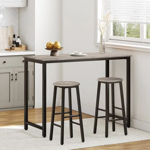 Alt view image 2 of 7 - Bar Stools Set of 2, Counter Height Bar Stools, 25.8" Bar Stools for Kitchen Island, Industrial Kitchen Bar Chairs, for Dining Room, Kitchen, Bar, Greige and Black BG07BY01G1N2