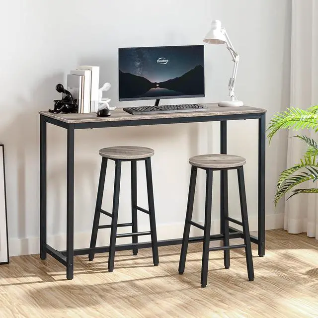 Alt view image 7 of 7 - Bar Stools Set of 2, Counter Height Bar Stools, 25.8" Bar Stools for Kitchen Island, Industrial Kitchen Bar Chairs, for Dining Room, Kitchen, Bar, Greige and Black BG07BY01G1N2