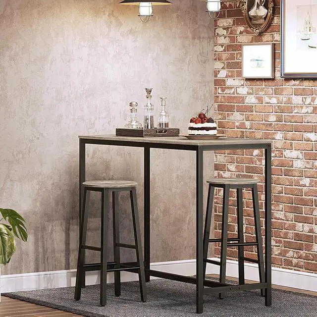 Alt view image 6 of 7 - Bar Stools Set of 2, Counter Height Bar Stools, 25.8" Bar Stools for Kitchen Island, Industrial Kitchen Bar Chairs, for Dining Room, Kitchen, Bar, Greige and Black BG07BY01G1N2