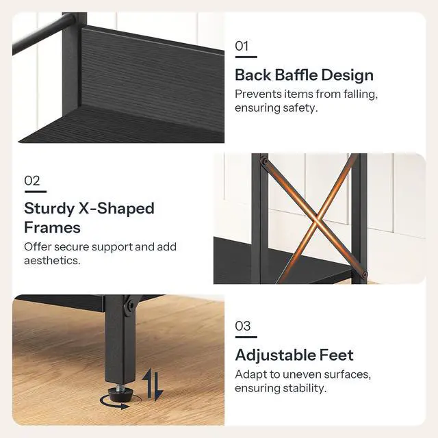 Alt view image 7 of 7 - 10 Gallon Aquarium Stand, 3-Tier Fish Tank Stand with Storage, Reptile Turtle Tank Stand with Metal Frame, 20.5" L x 11" W , Black BB52FT01