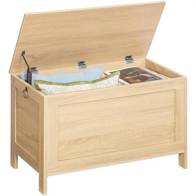 Alt view image 7 of 7 - Toy Box, Retro Wooden Look Storage Chest with Safety Hinge, Entryway Storage Bench Supports 220 lb, 29.9 x 15.7 x 18.9 Inches Toy Chest Organizer, Easy Assembly (Natural) NL75CW01G2