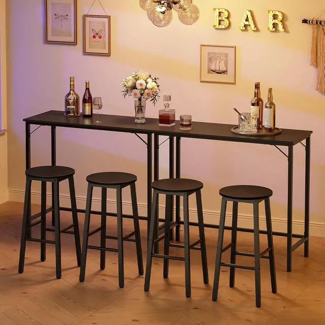 Alt view image 4 of 7 - Bar Stools, Bar stools Set of 2,Counter Height Bar Stools, 24.8" Barstools for Kitchen Island, Industrial Kitchen Bar Chairs, for Dining Room, Bar, Black BB07BY01G1N2