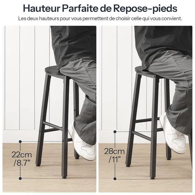Alt view image 6 of 7 - Bar Stools, Bar stools Set of 2,Counter Height Bar Stools, 24.8" Barstools for Kitchen Island, Industrial Kitchen Bar Chairs, for Dining Room, Bar, Black BB07BY01G1N2