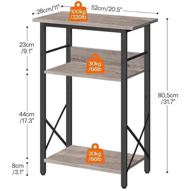 Alt view image 3 of 7 - 10 Gallon Aquarium Stand, 3-Tier Fish Tank Stand with Storage, Reptile Turtle Tank Stand with Metal Frame, 20.5" L x 11" W , Greige BG52FT01