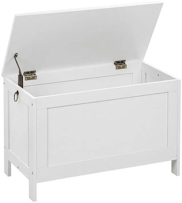 Main image of Toy Box, Retro Wooden Look Storage Chest with Safety Hinge, Entryway Storage Bench Supports 220 lb, 29.9 x 15.7 x 18.9 Inches Toy Chest Organizer, Easy Assembly (White) WT75CW01G1