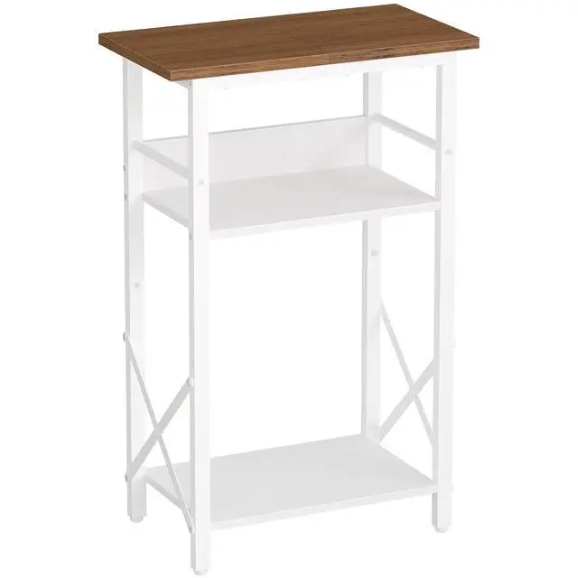 Alt view image 7 of 7 - 10 Gallon Aquarium Stand, 3-Tier Fish Tank Stand with Storage, Reptile Turtle Tank Stand with Metal Frame, 20.5" L x 11" W, Walnut and White WH52FT01