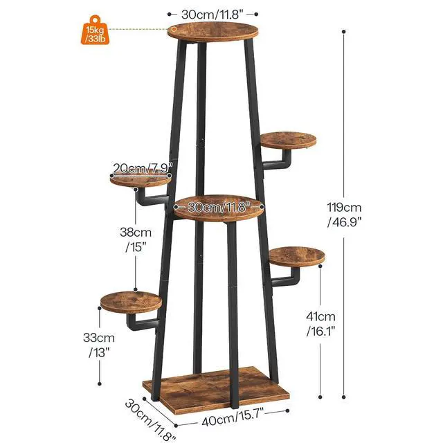 Alt view image 2 of 7 - Plant Stand Indoor with Grow Lights, 7-Tier Plant Shelf for Multiple Indoor Plants, 47.2" Corner Plant Stand Organizer with Metal Frame, for Living Room, Balcony, Patio, Rustic Brown BF04DHJ01