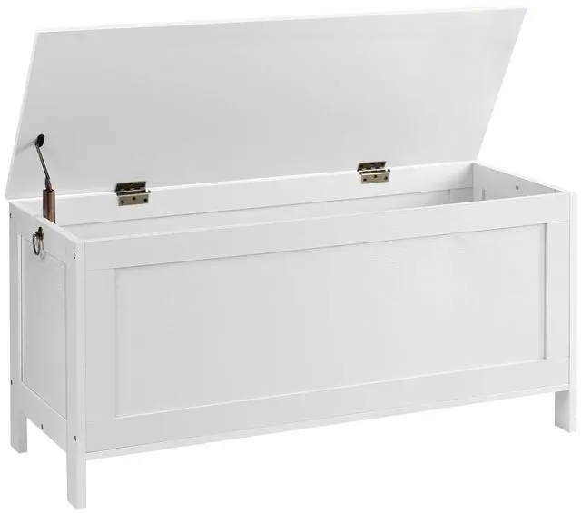 Main image of Toy Box, Retro Wooden Look Storage Chest with Safety Hinge, Entryway Storage Bench Supports 220 lb, 39.4 x 15.7 x 18.9 Inches Toy Chest Organizer, Easy Assembly (White)