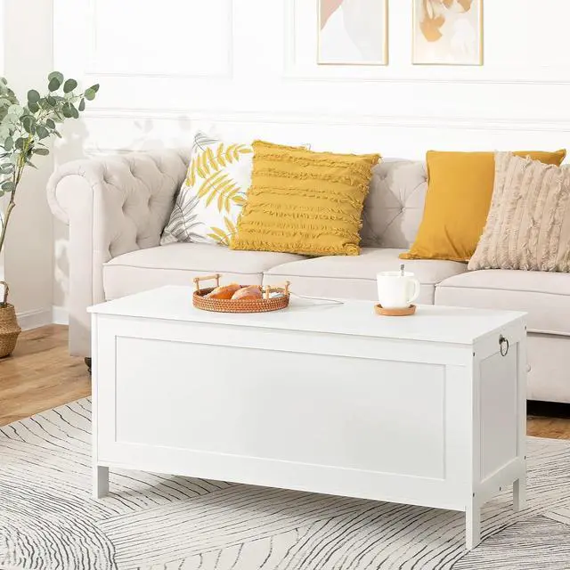 Alt view image 3 of 7 - Toy Box, Retro Wooden Look Storage Chest with Safety Hinge, Entryway Storage Bench Supports 220 lb, 39.4 x 15.7 x 18.9 Inches Toy Chest Organizer, Easy Assembly (White)