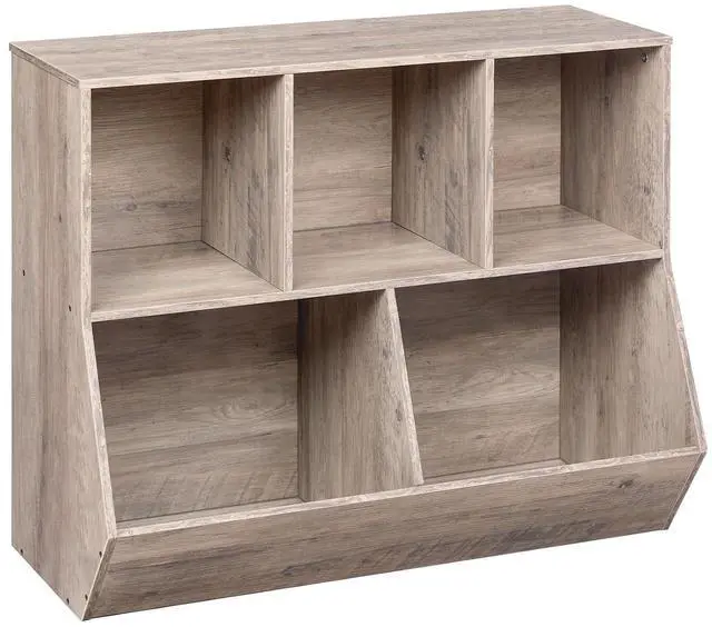 Main image of Kids Bookshelf, Bookcase Footboard, Toy Storage Cubby, Children's Toy Shelf, 35.4" L Toy Storage Cabinet, Fit for Children's Room, Playroom, Hallway, Kindergarten, Greige BG32CW01