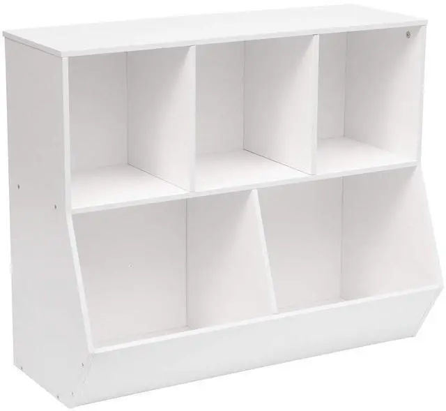 Main image of Kids Bookshelf, Bookcase Footboard, Toy Storage Cubby, Children's Toy Shelf, 35.4" L Storage Cabinet, Fit for Children's Room, Playroom, Hallway, Kindergarten, White WT32CW01