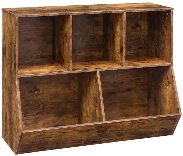 Main image of Kids Bookshelf, Bookcase Footboard, Toy Storage Cubby, Children's Toy Shelf, 39.4" L Toy Storage Cabinet, Fit for Children's Room, Playroom, Hallway, Kindergarten, Rustic Brown BF132CW01