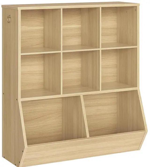Main image of Kids Bookshelf, Toy Storage Organzier with 8 Cubicles, Bookcase Footboard, Bookshelf for Kids, for Playroom, Nursery, Bedroom, and School, Natural NL35CW01G1