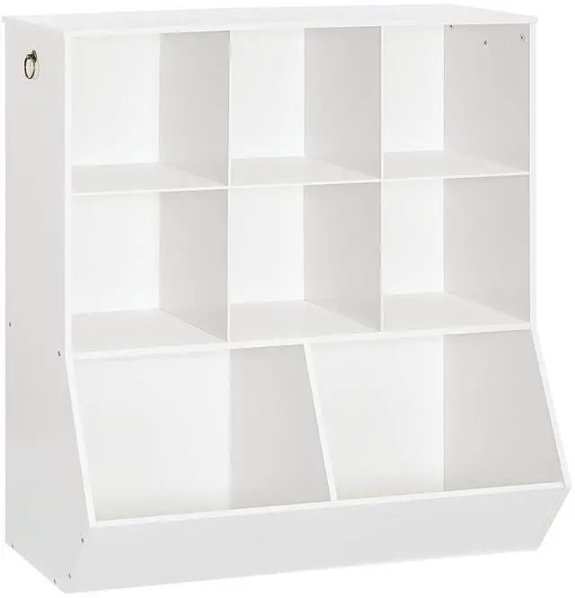 Main image of Kids Bookshelf, Toy Storage Organzier with 8 Cubicles, Bookcase Footboard, Bookshelf for Kids, for Playroom, Nursery, Bedroom, and School, White WT35CW01G1