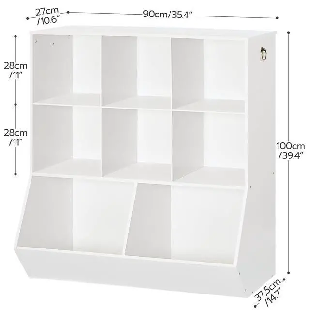 Alt view image 3 of 7 - Kids Bookshelf, Toy Storage Organzier with 8 Cubicles, Bookcase Footboard, Bookshelf for Kids, for Playroom, Nursery, Bedroom, and School, White WT35CW01G1