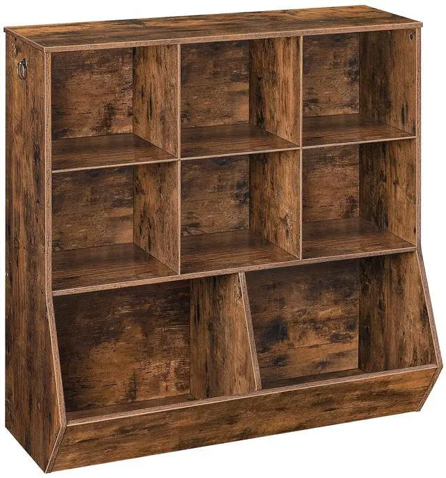 Main image of Kids Bookshelf, Toy Storage Cabinet, Kids Toy Organizer, 8 Cubicles, Bookcase Footboard, Bookshelf for Kids, for Playroom, Bedroom, Nursery, School, Rustic Brown FG35CW01G1