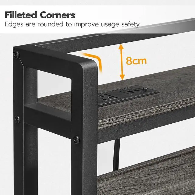 Alt view image 6 of 7 - King Size Headboard, Headboard with 2 Outlets and 4 USB Ports, Adjustable Height, Storage Rack, Sturdy and Stable, Easy Assembly, Charcoal Gray and Black