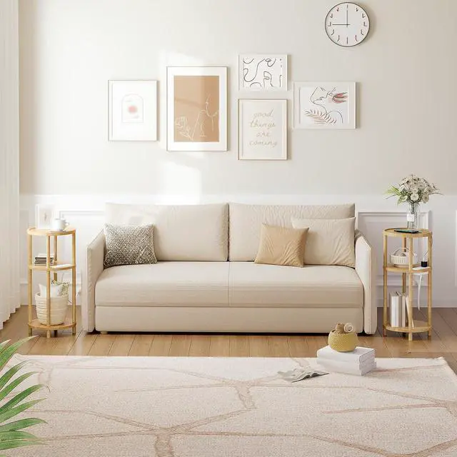 Alt view image 4 of 7 - Small Round Side Table with Charging Station, 3-Tier Round Bamboo End Table, Compact Sofa Bedside Table for Small Space, Easy Assembly, for Living Room, Bedroom, Apartment, Natural YL152UBZ01