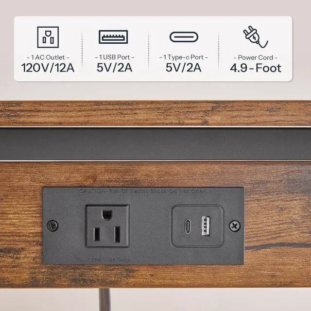 Alt view image 4 of 7 - C-Shaped End Table with Charging Station, Adjustable Height Sofa Tray Side Table, Slide Under Couch Arm Table, Small C Side Table for Small Space in Living Room, Bedroom, Rustic Brown BF71USF01