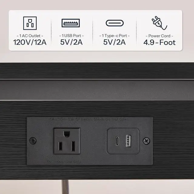 Alt view image 4 of 7 - C-Shaped End Table with Charging Station, Adjustable Height Sofa Tray Side Table, Slide Under Couch Arm Table, Small C Side Table for Small Space in Living Room, Bedroom, Black BB71USF01