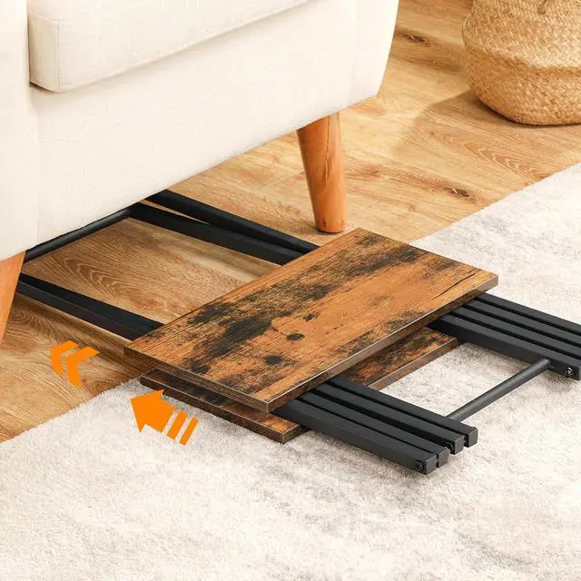 Alt view image 7 of 7 - Folding TV Tray Table, Wooden TV Tray, Portable Sofa Side Table, Industrial Snack Table End Table for Small Spaces, Space-Saving, Easy to Install and Fold, Rustic Brown and Black BF27BZ01