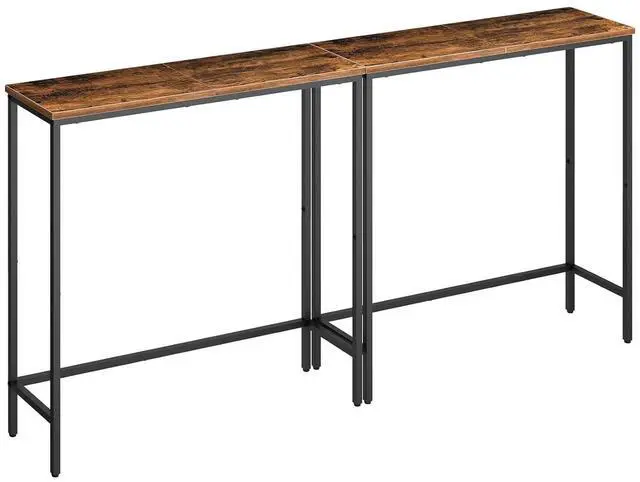 Main image of 2 Pack Narrow Console Table, 29.5" Small Entryway Table, Thin Long Sofa Side Display Table, for Hallway, Bedroom, Living Room, Foyer, Rustic Brown and Black BF75XGP201