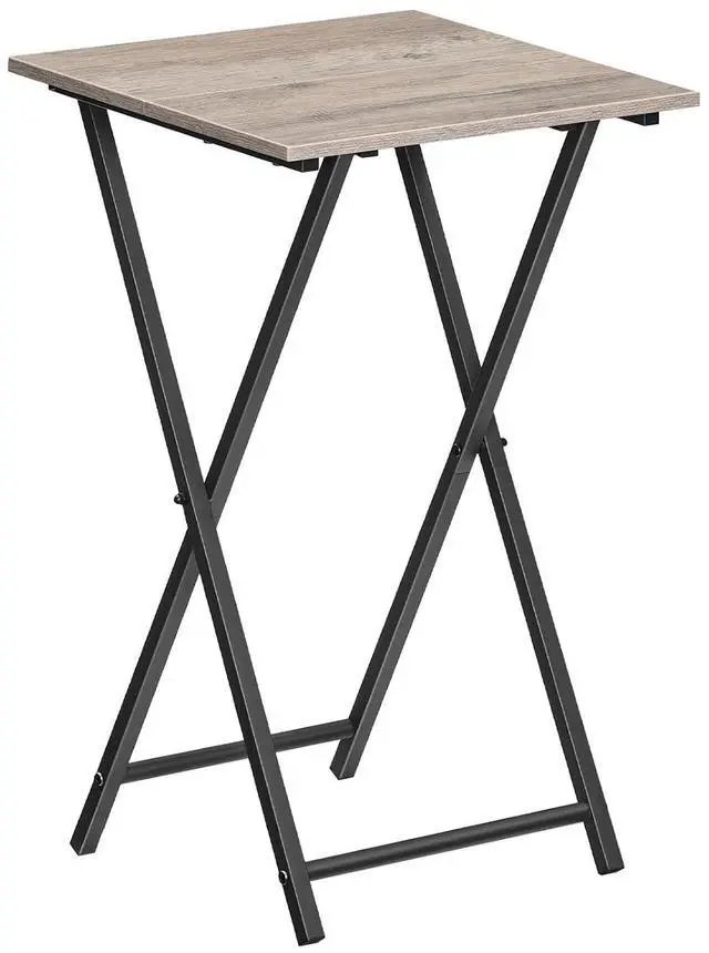 Main image of Folding TV Tray Table, Wooden TV Tray, Portable Sofa Side Snack Table, Industrial Desk for Small Spaces, Space-Saving, Easy to Install and Fold, Greige and Black BG27BZ01