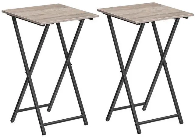 Main image of Folding TV Tray Table, Set of 2 Wooden TV Tray, Portable Sofa Side Snack Table, Industrial Desk for Small Spaces, Space-Saving, Easy to Install and Fold, Greige and Black BG27BZP201