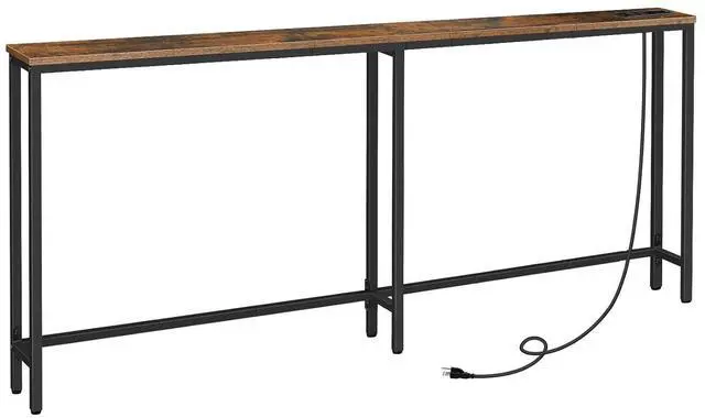 Main image of 70.9" Narrow Console Table with Charging Station, 5.9" Slim Sofa Table Behind Couch, 2 AC Outlets & USB-C Ports, Long Entryway Tables, for Hallway, Livingroom, Rustic Brown BF185UXG01G1