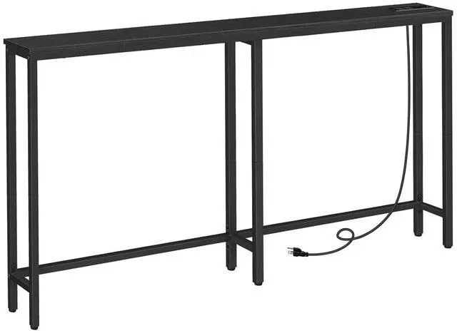 Main image of 63" Narrow Console Table with Charging Station, 5.9" Slim Sofa Table Behind Couch, 2 AC Outlets & USB-C Ports, Long Entryway Tables for Small Spaces, Livingroom, Black BB165UXG01G1