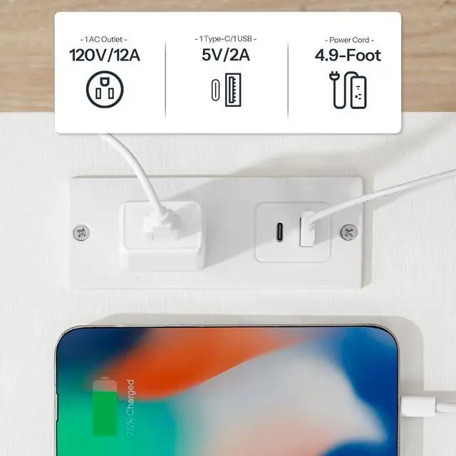 Alt view image 5 of 7 - Side Table with Charging Station, End Table with USB Port and Outlets, Nightstand with 2-Layer Storage Shelves for Small Spaces, Living Room, Bedroom, White WW09UBZ01