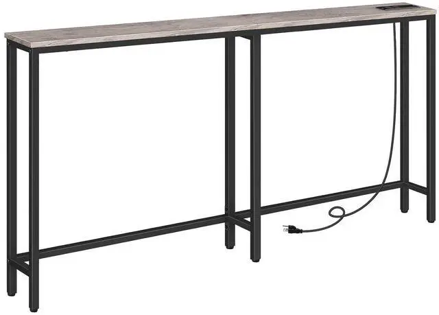 Main image of 63" Narrow Console Table with Charging Station, 5.9" Slim Sofa Table Behind Couch, 2 AC Outlets & USB-C Ports, Long Entryway Tables for Small Spaces, Livingroom, Greige BG165UXG01G1