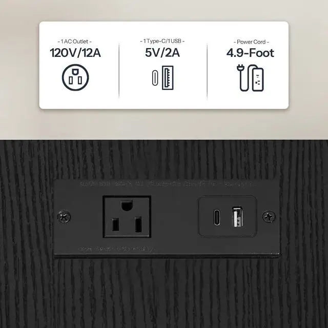 Alt view image 6 of 7 - Side Table with Charging Station, Set of 2 End Tables with USB Port and Outlets, Nightstand with 2-Layer Storage Shelves for Small Spaces, Living Room, Bedroom, Black BK09UBZP201