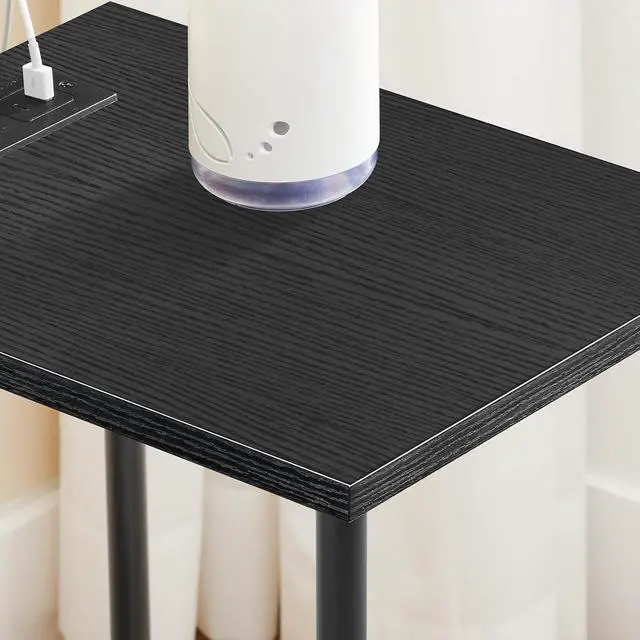 Alt view image 7 of 7 - Side Table with Charging Station, Set of 2 End Tables with USB Port and Outlets, Nightstand with 2-Layer Storage Shelves for Small Spaces, Living Room, Bedroom, Black BK09UBZP201