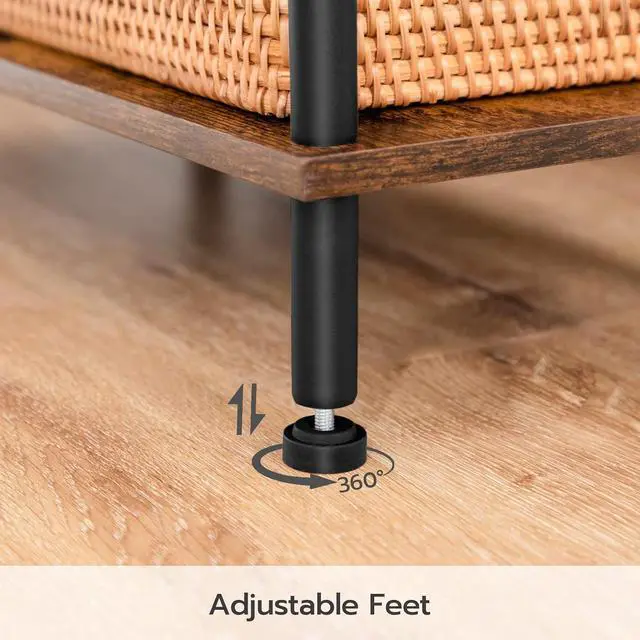 Alt view image 6 of 7 - End Table, Small Side Table, Nightstand with 2-Layer Storage Shelves, Sofa Table for Small Spaces, Living Room, Bedroom, Stable Frame, Easy Assembly, Rustic Brown BF09BZ01