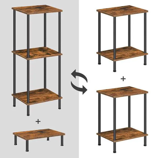 Alt view image 5 of 7 - End Tables Set of 2, Small Side Table, Nightstand with 2-Layer Storage Shelves, Sofa Table for Small Spaces, Living Room, Bedroom, Stable Frame, Easy Assembly, Rustic Brown BF09BZP201