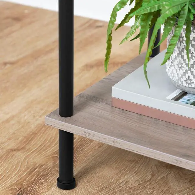 Alt view image 5 of 7 - End Table, Small Side Table, Nightstand with 2-Layer Storage Shelves, Sofa Table for Small Spaces, Living Room, Bedroom, Stable Frame, Easy Assembly, Greige and Black BG09BZ01