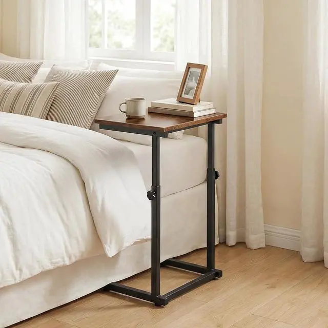Alt view image 4 of 7 - C Shaped End Table, Adjustable Height Sofa Side Table, Slide Under Couch Table, C Shaped Side Table for Small Spaces, for Living Room, Bedroom, Rustic Brown BF71SF01