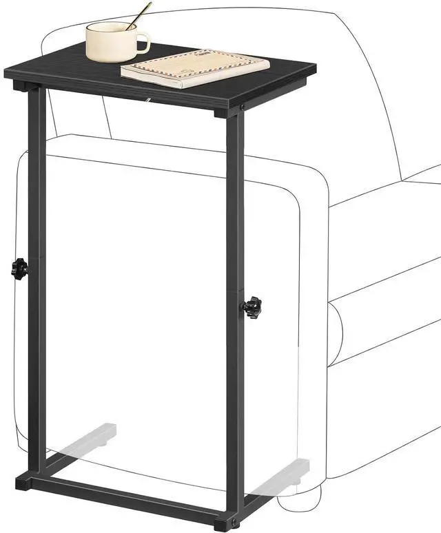 Main image of C Shaped End Table, Adjustable Height Sofa Side Table, Slide Under Couch Table, C Shaped Side Table for Small Spaces, for Living Room, Bedroom, Black BB71SF01
