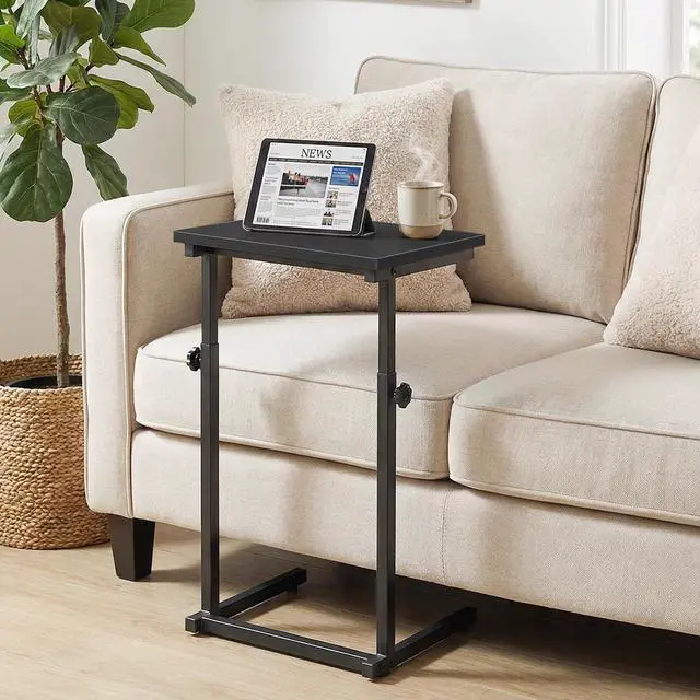 Alt view image 2 of 7 - C Shaped End Table, Adjustable Height Sofa Side Table, Slide Under Couch Table, C Shaped Side Table for Small Spaces, for Living Room, Bedroom, Black BB71SF01