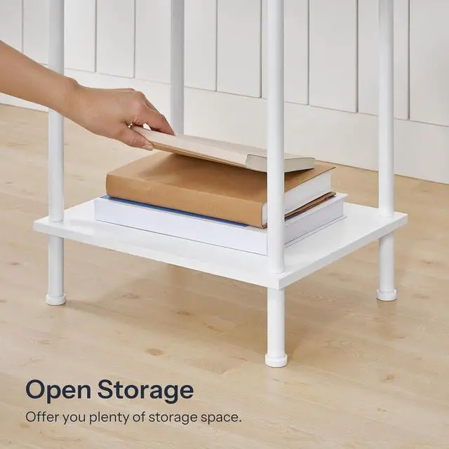 Alt view image 7 of 7 - End Tables Set of 2, Small Side Table, Nightstand with 2-Layer Storage Shelves, Sofa Table for Small Spaces, Living Room, Bedroom, Stable Frame, Easy Assembly, White WW09BZP201