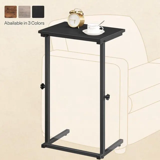 Alt view image 4 of 7 - C Shaped End Table, Adjustable Height Sofa Side Table, Slide Under Couch Table, C Shaped Side Table for Small Spaces, for Living Room, Bedroom, Black BB71SF01