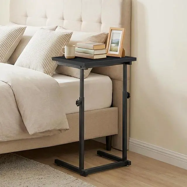 Alt view image 6 of 7 - C Shaped End Table, Adjustable Height Sofa Side Table, Slide Under Couch Table, C Shaped Side Table for Small Spaces, for Living Room, Bedroom, Black BB71SF01