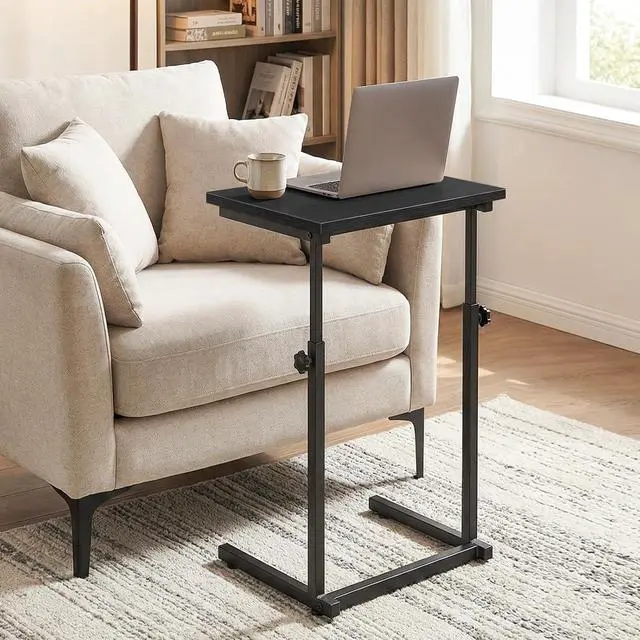 Alt view image 5 of 7 - C Shaped End Table, Adjustable Height Sofa Side Table, Slide Under Couch Table, C Shaped Side Table for Small Spaces, for Living Room, Bedroom, Black BB71SF01