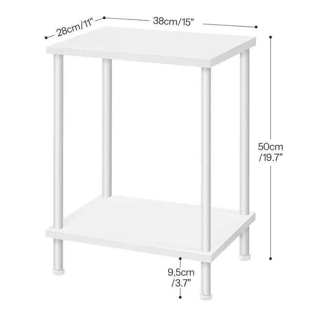 Alt view image 3 of 7 - End Table, Small Side Table, Nightstand with 2-Layer Storage Shelves, Sofa Table for Small Spaces, Living Room, Bedroom, Stable Frame, Easy Assembly, White WW09BZ01