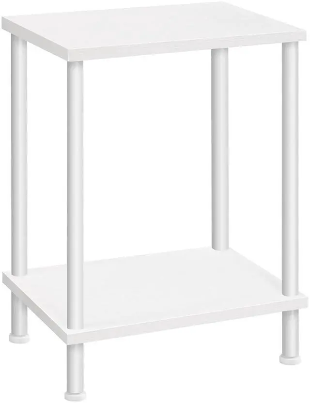 Main image of End Table, Small Side Table, Nightstand with 2-Layer Storage Shelves, Sofa Table for Small Spaces, Living Room, Bedroom, Stable Frame, Easy Assembly, White WW09BZ01